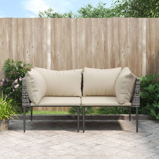 Divani Angolari da Giardino con Cuscini 2pz Polyrattan Grigio | homemem39