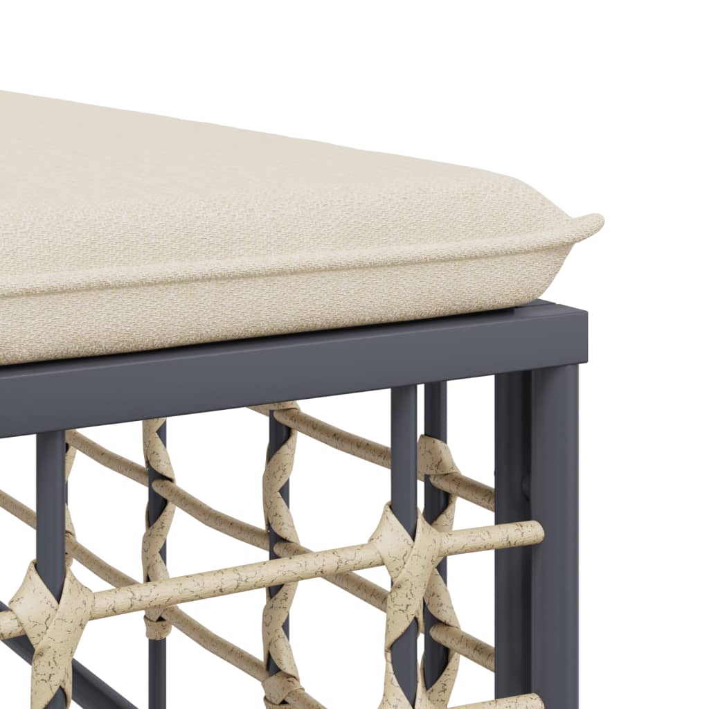 Poggiapiedi da Giardino con Cuscino in Polyrattan Beige | homemem39