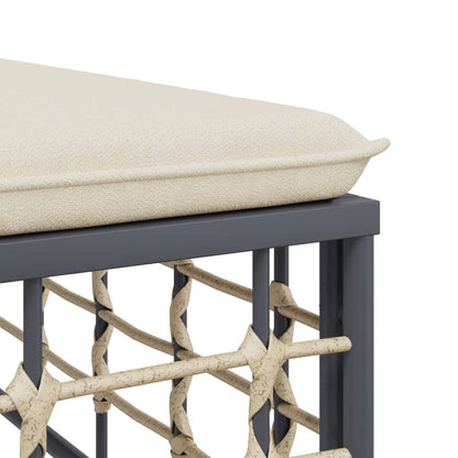 Poggiapiedi da Giardino con Cuscino in Polyrattan Beige | homemem39