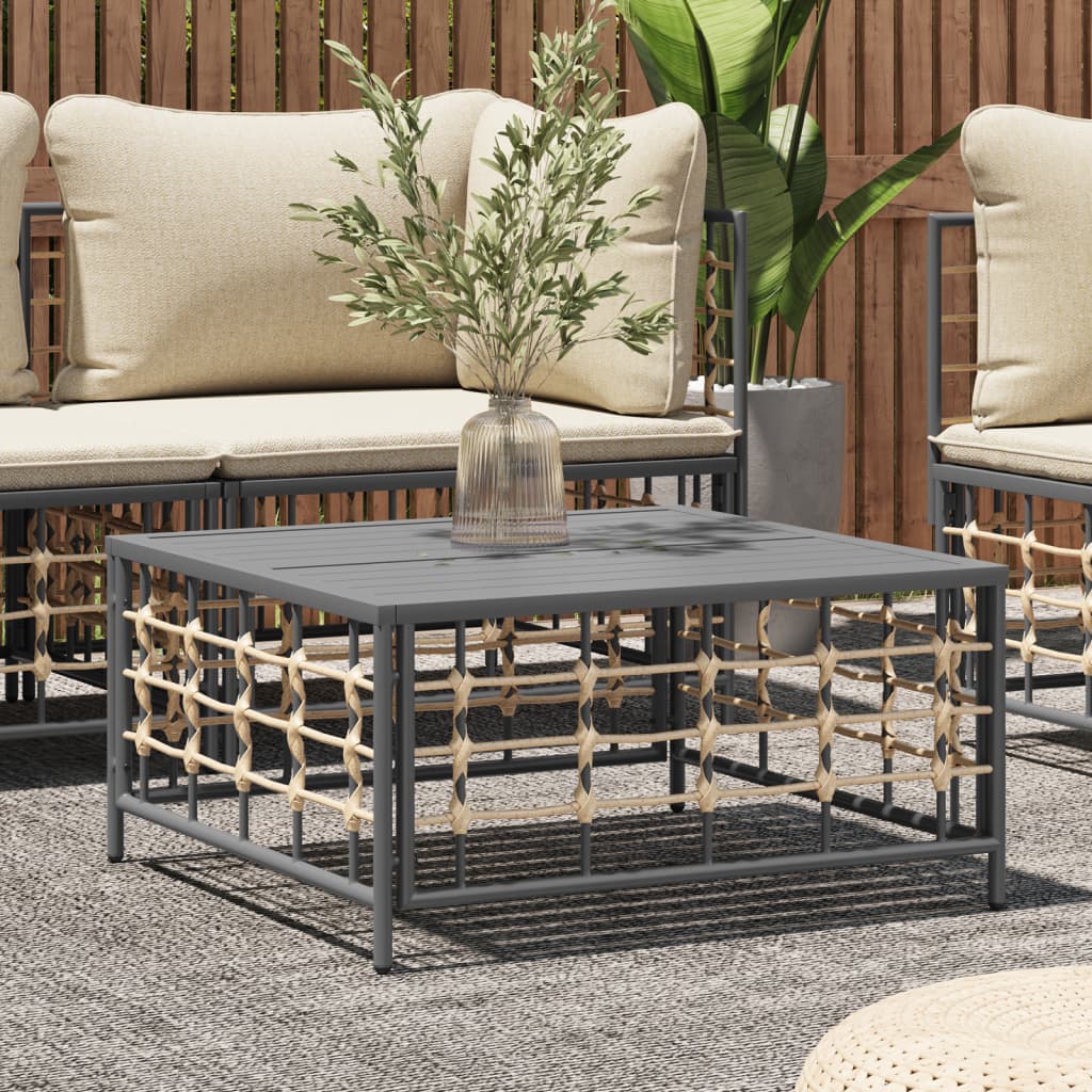 Tavolo da Giardino Antracite 70x70x34 cm in Polyrattan | homemem39