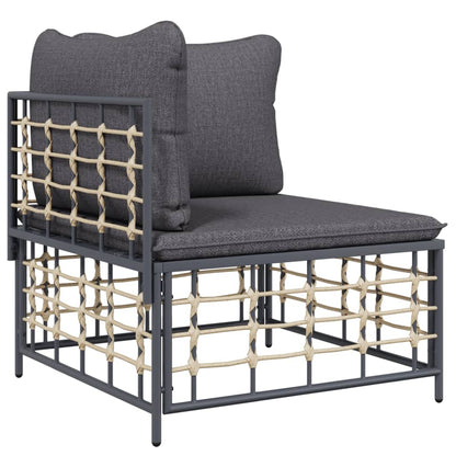 Divano Angolare da Giardino con Cuscini Polyrattan Grigio Scuro | homemem39