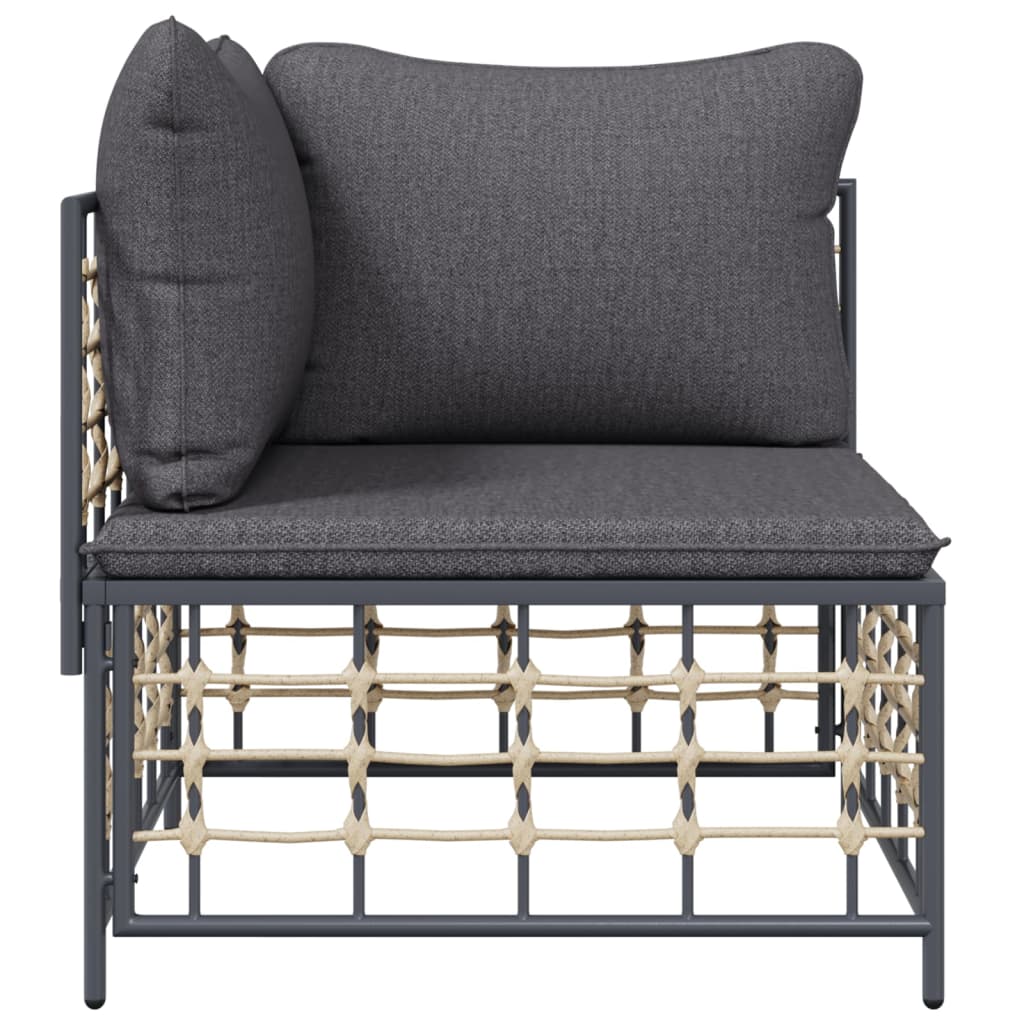 Divano Angolare da Giardino con Cuscini Polyrattan Grigio Scuro | homemem39