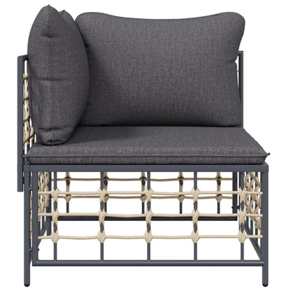 Divano Angolare da Giardino con Cuscini Polyrattan Grigio Scuro | homemem39