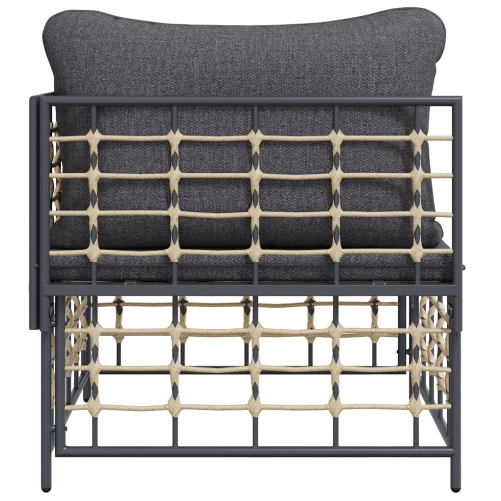 Divano Angolare da Giardino con Cuscini Polyrattan Grigio Scuro | homemem39