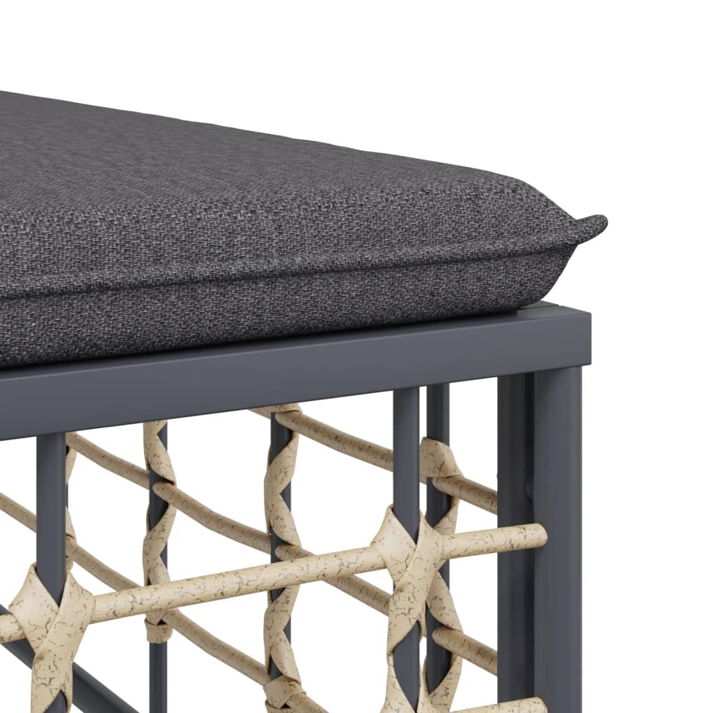Divano Angolare da Giardino con Cuscini Polyrattan Grigio Scuro | homemem39