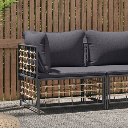 Divano Angolare da Giardino con Cuscini Polyrattan Grigio Scuro | homemem39