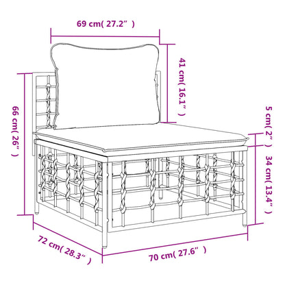 Divano Centrale da Giardino con Cuscini Polyrattan Grigio Scuro | homemem39