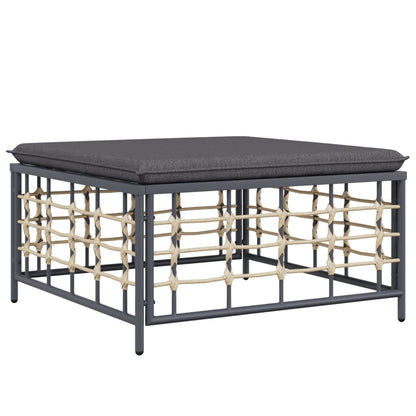 Poggiapiedi da Giardino con Cuscino in Polyrattan Grigio Scuro | homemem39