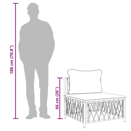 Divano Centrale Giardino con Cuscini Bianco Tessuto Intrecciato - homemem39