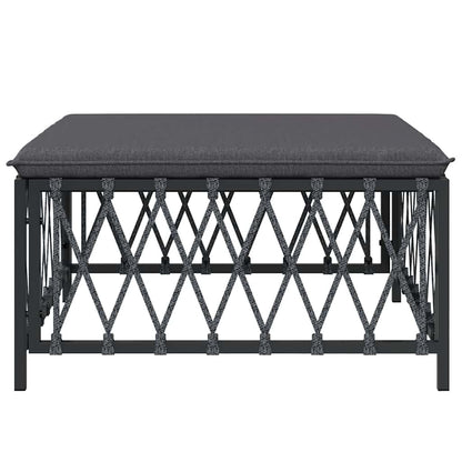 Poggiapiedi Giardino con Cuscino Antracite Tessuto Intrecciato | homemem39