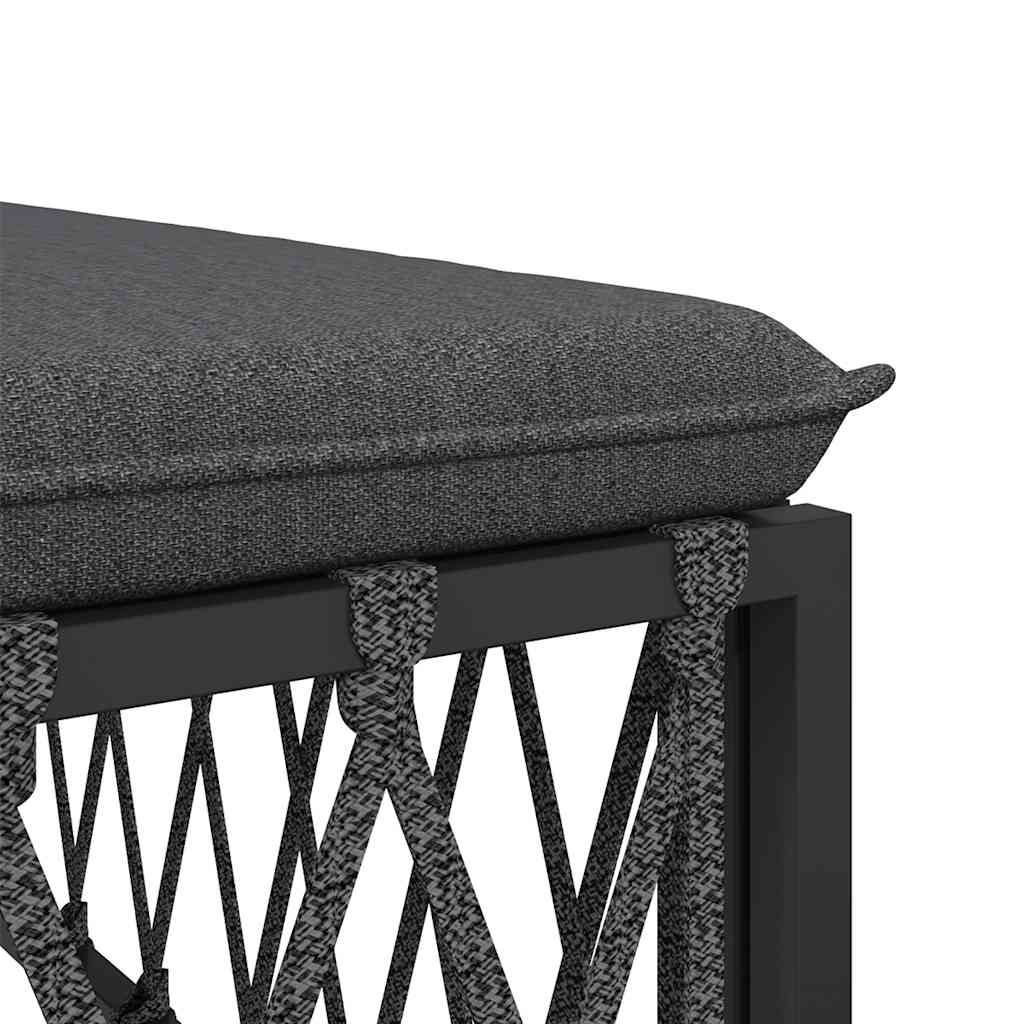 Poggiapiedi Giardino con Cuscino Antracite Tessuto Intrecciato | homemem39
