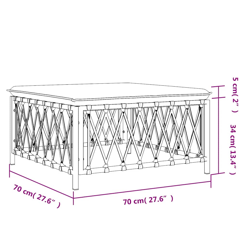 Poggiapiedi Giardino con Cuscino Antracite Tessuto Intrecciato | homemem39