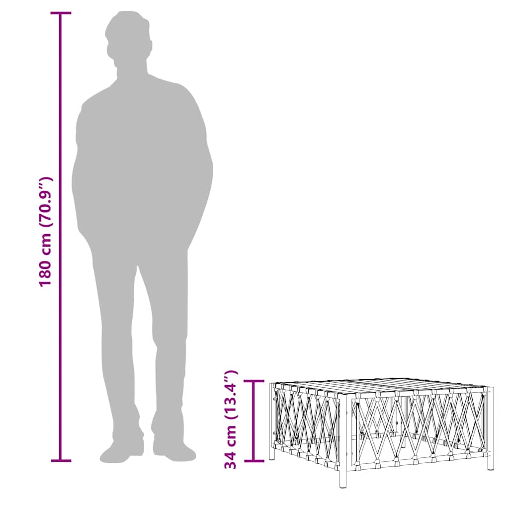 Tavolo da Giardino Antracite 70x70x34 cm in Tessuto Intrecciato - homemem39