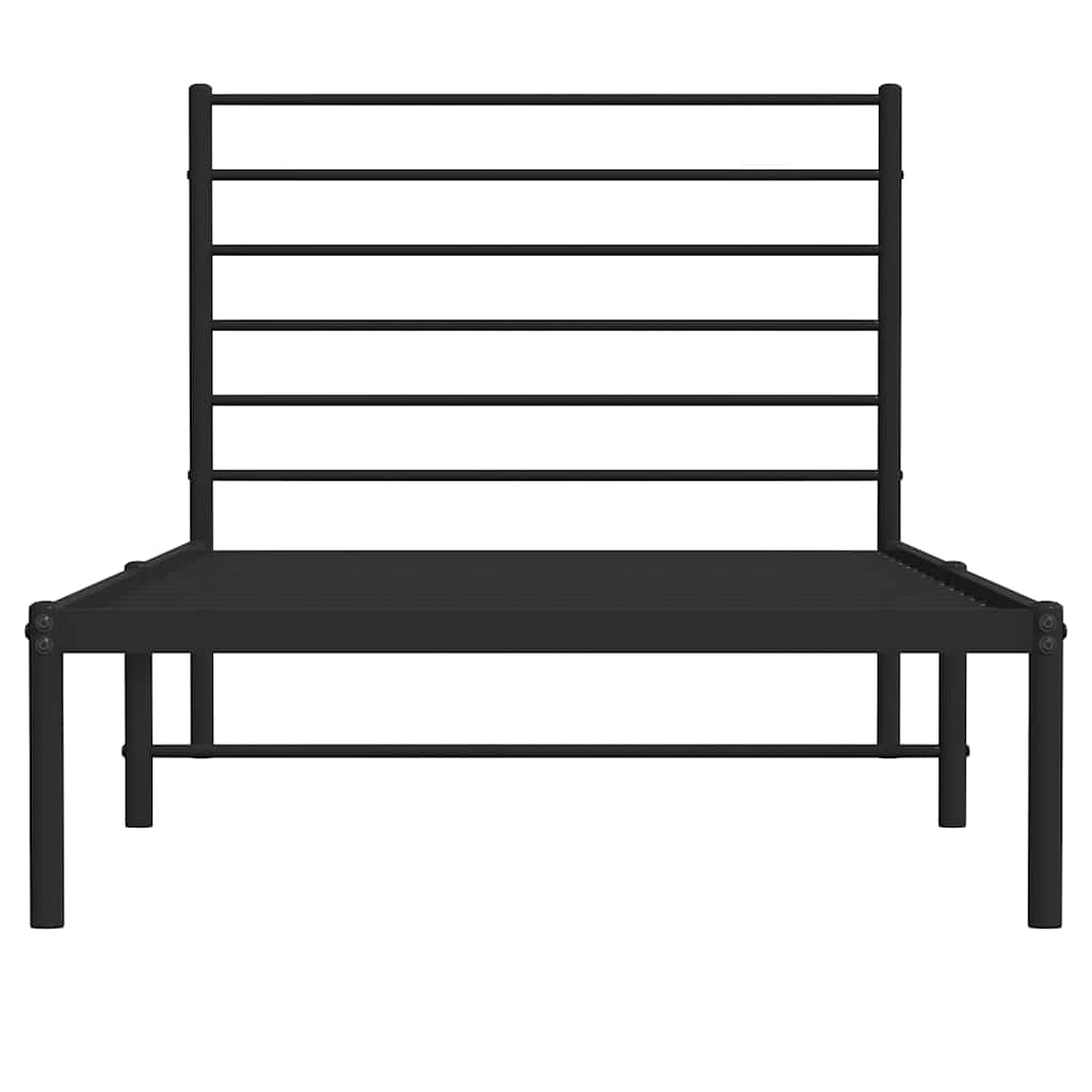 Giroletto con Testiera in Metallo Nero 90x200 cm