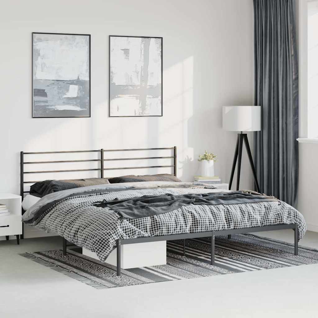 Giroletto con Testiera in Metallo Nero 183x213 cm