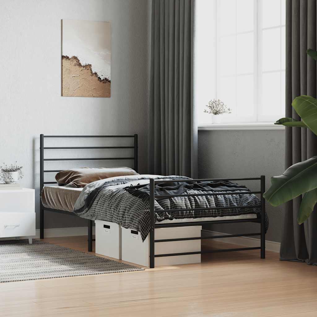 Giroletto con Testiera e Pediera Metallo Nero 80x200 cm | homemem39