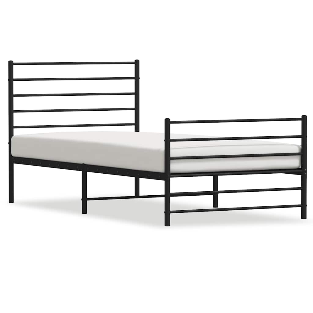 Giroletto con Testiera e Pediera Metallo Nero 90x200 cm