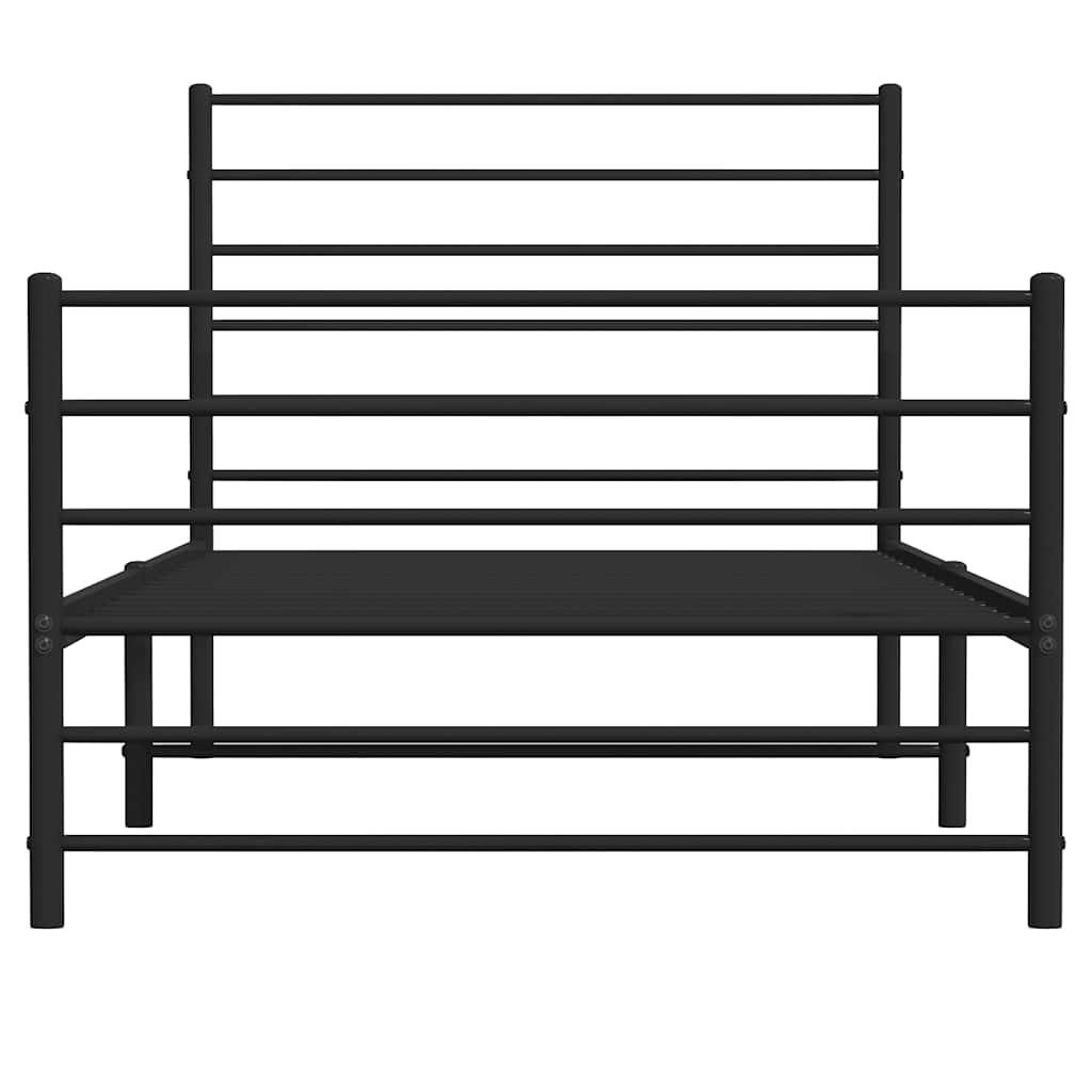 Giroletto con Testiera e Pediera Metallo Nero 90x200 cm