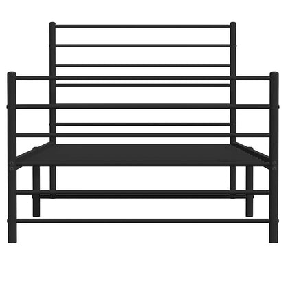 Giroletto con Testiera e Pediera Metallo Nero 90x200 cm