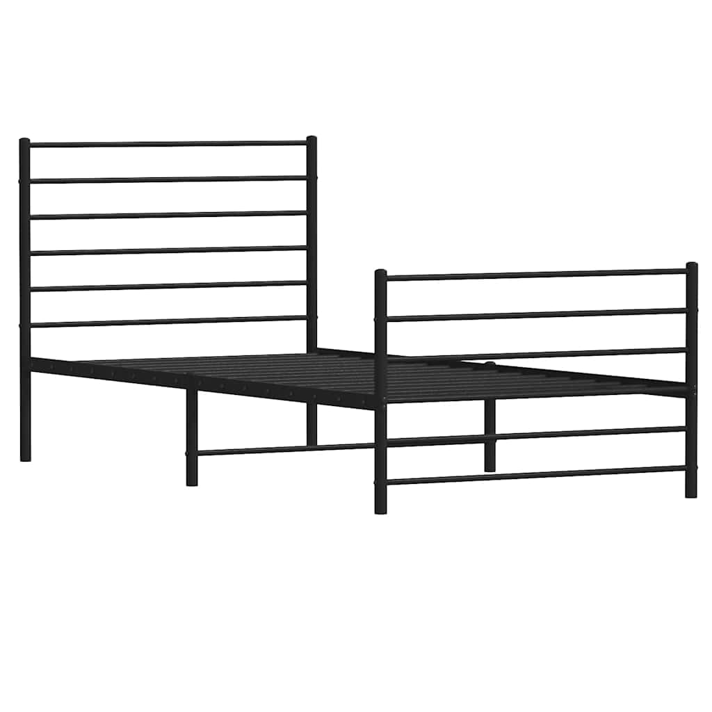 Giroletto con Testiera e Pediera Metallo Nero 107x203 cm