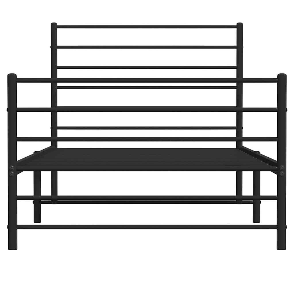 Giroletto con Testiera e Pediera Metallo Nero 107x203 cm