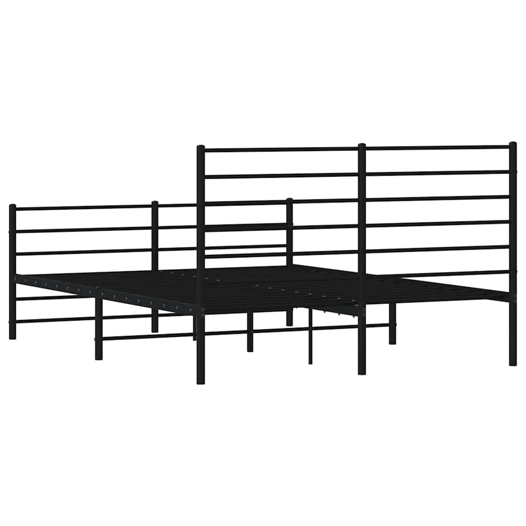 Giroletto con Testiera e Pediera Metallo Nero 140x200 cm | homemem39