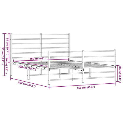 Giroletto senza Materaso con Pediera in Metallo Nero 160x200 cm | homemem39