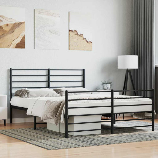 Giroletto senza Materaso con Pediera in Metallo Nero 160x200 cm | homemem39