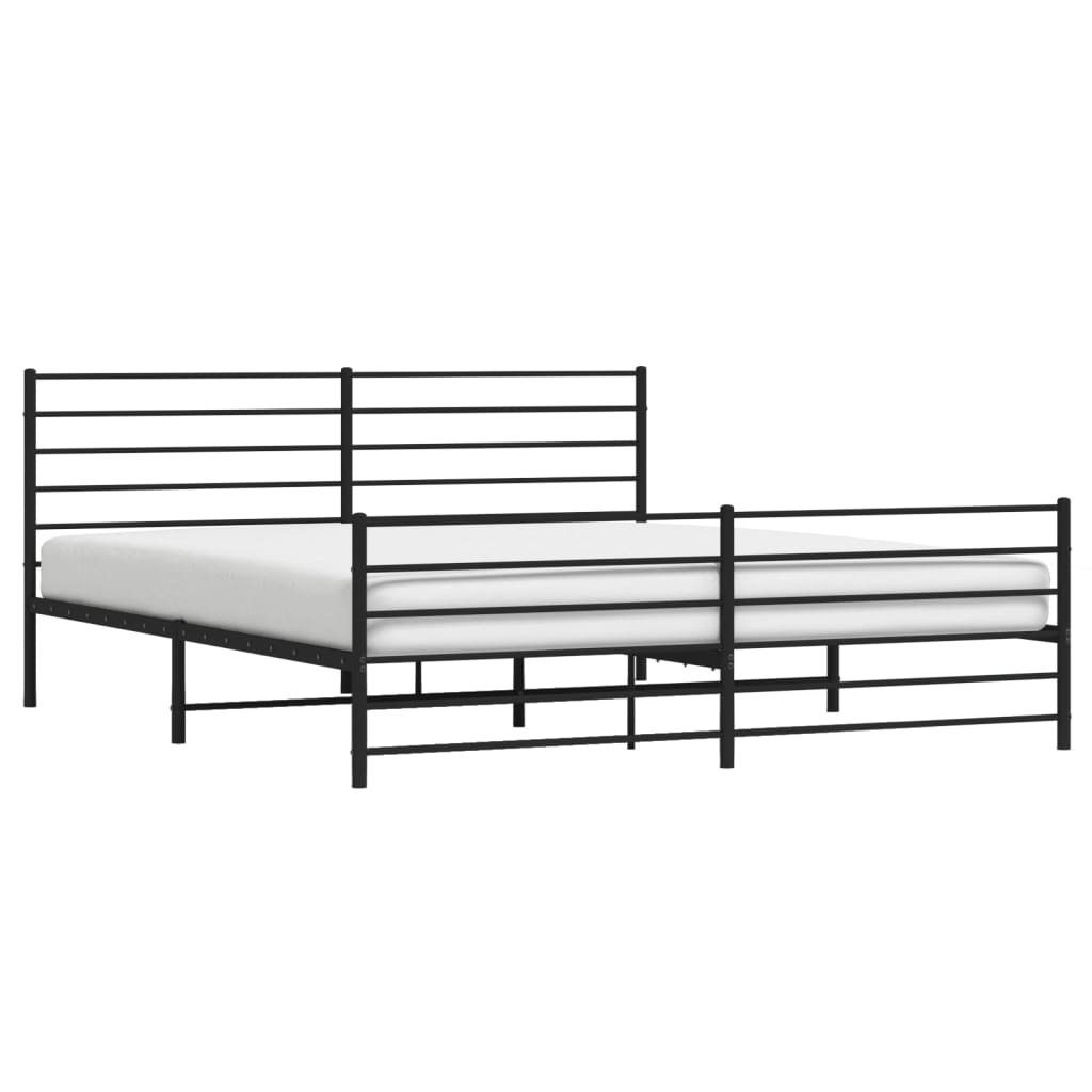 Giroletto con Testiera e Pediera Metallo Nero 200x200 cm