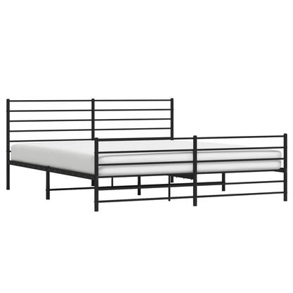 Giroletto con Testiera e Pediera Metallo Nero 200x200 cm