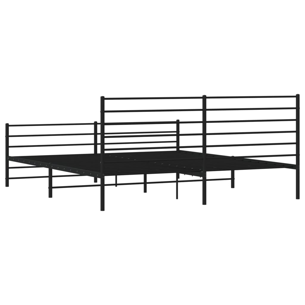 Giroletto con Testiera e Pediera Metallo Nero 200x200 cm