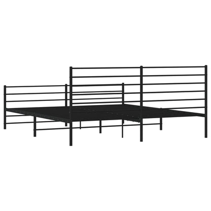 Giroletto con Testiera e Pediera Metallo Nero 200x200 cm
