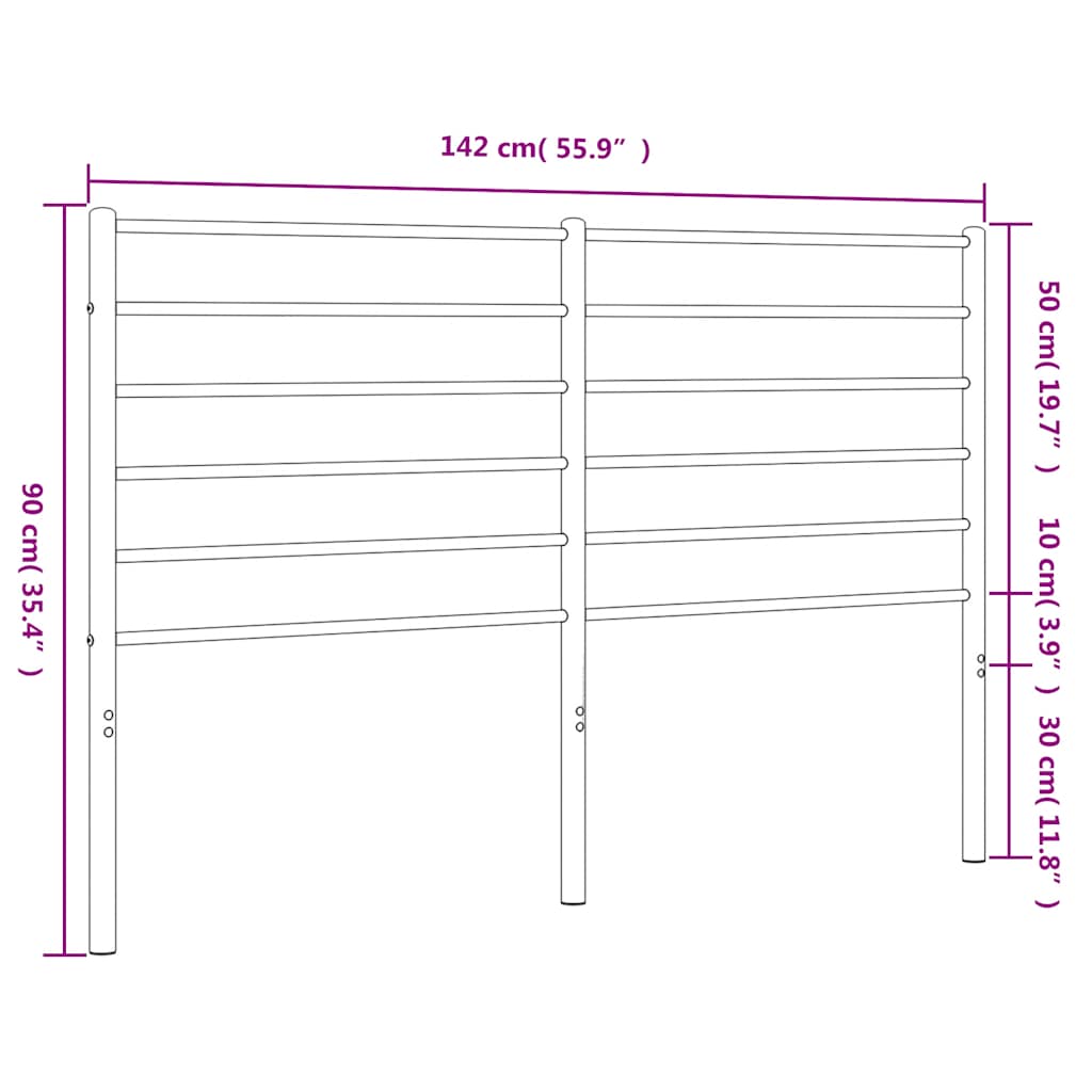 Testiera di Ricambio in Metallo Nero 135 cm | homemem39