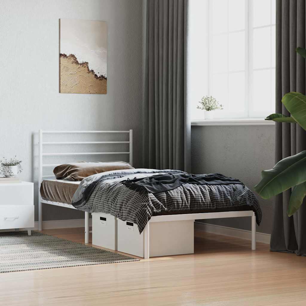 Giroletto senza Materaso con Testiera Metallo Bianco 75x190 cm