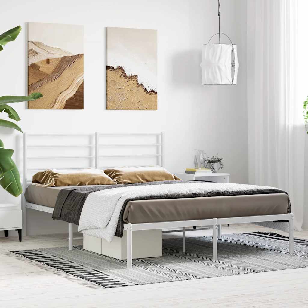 Giroletto con Testiera in Metallo Bianco 120x200 cm