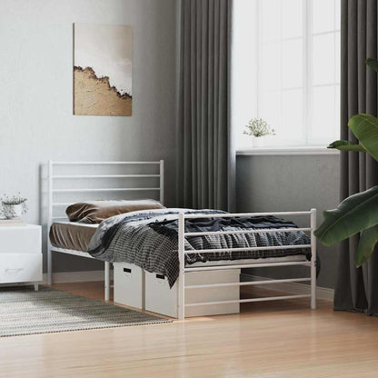 Giroletto con Testiera e Pediera Metallo Bianco 90x190 cm | homemem39