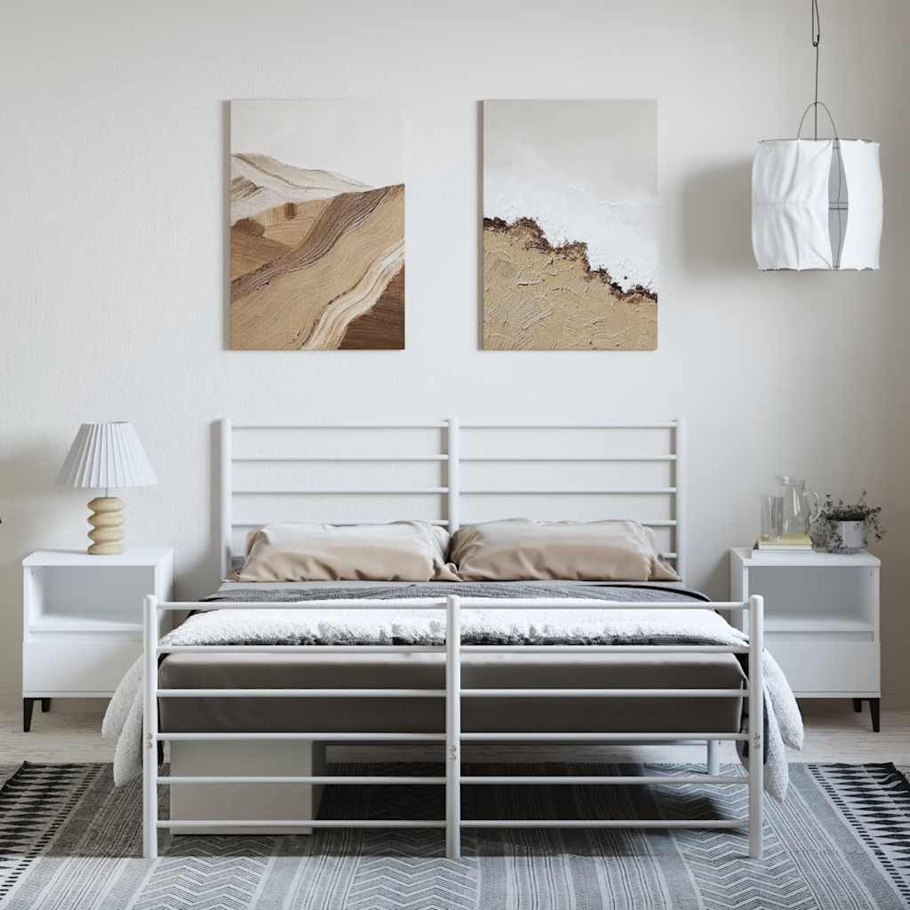 Giroletto con Testiera e Pediera Metallo Bianco 135x190 cm | homemem39