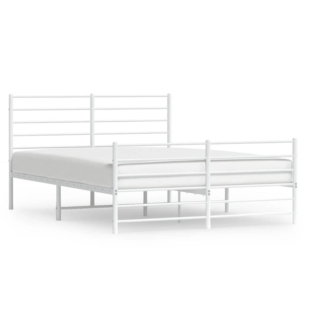 Giroletto con Testiera e Pediera Metallo Bianco 140x190 cm | homemem39
