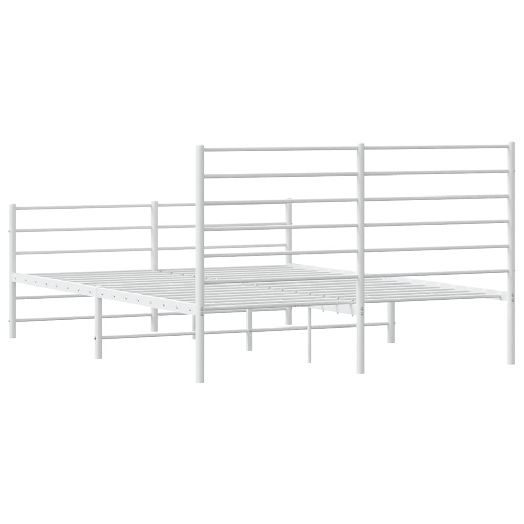 Giroletto con Testiera e Pediera Metallo Bianco 140x200 cm