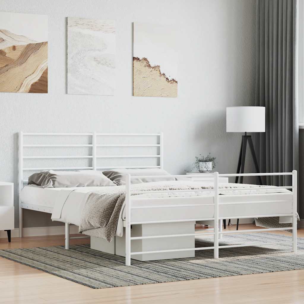 Giroletto con Testiera e Pediera Metallo Bianco 140x200 cm | homemem39