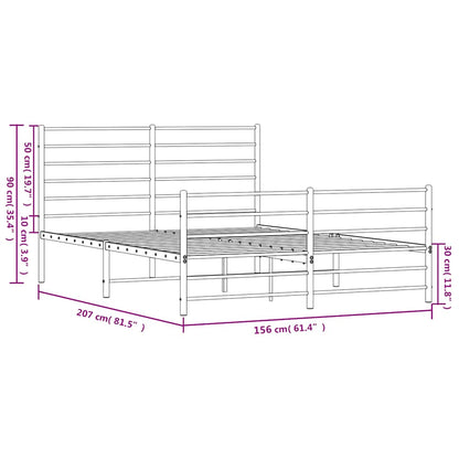 Giroletto con Testiera e Pediera Metallo Bianco 150x200 cm | homemem39