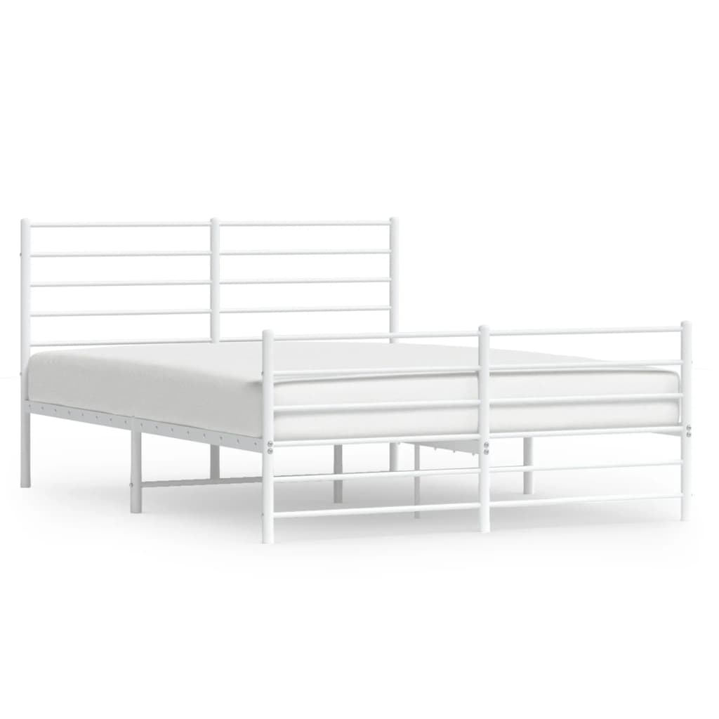 Giroletto con Testiera e Pediera Metallo Bianco 160x200 cm