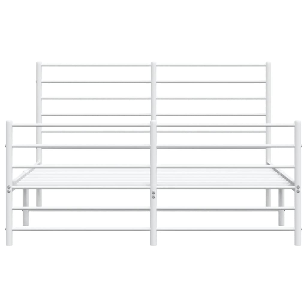 Giroletto con Testiera e Pediera Metallo Bianco 160x200 cm