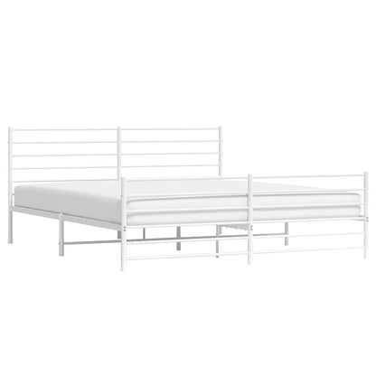 Giroletto con Testiera e Pediera Metallo Bianco 180x200 cm