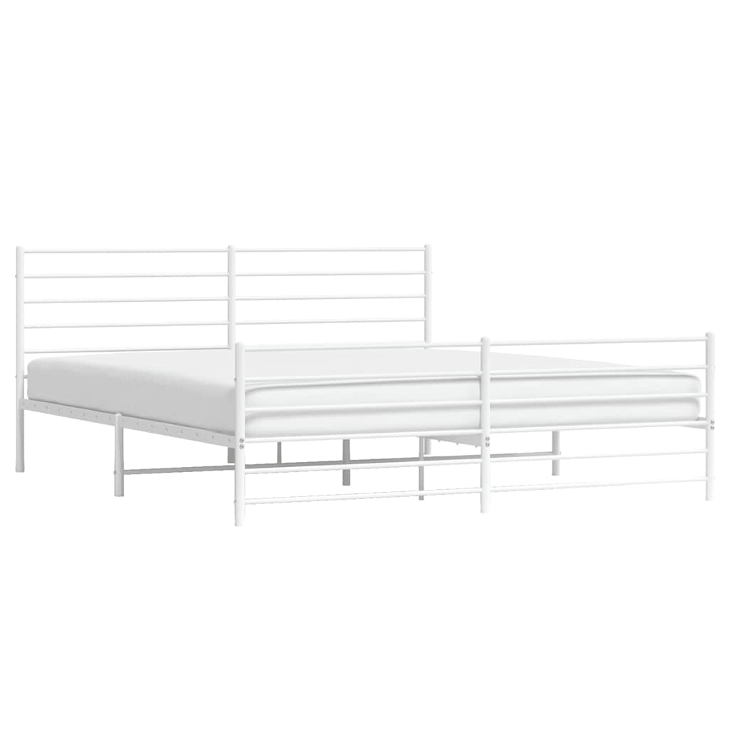 Giroletto con Testiera e Pediera Metallo Bianco 183x213 cm | homemem39