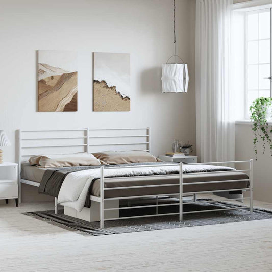 Giroletto con Testiera e Pediera Metallo Bianco 193x203 cm | homemem39