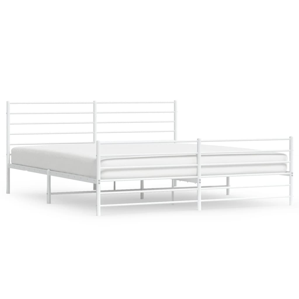 Giroletto con Testiera e Pediera Metallo Bianco 200x200 cm | homemem39