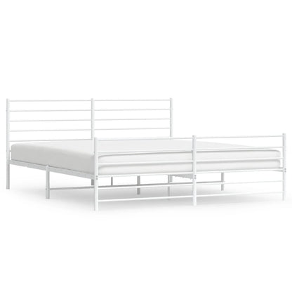 Giroletto con Testiera e Pediera Metallo Bianco 200x200 cm