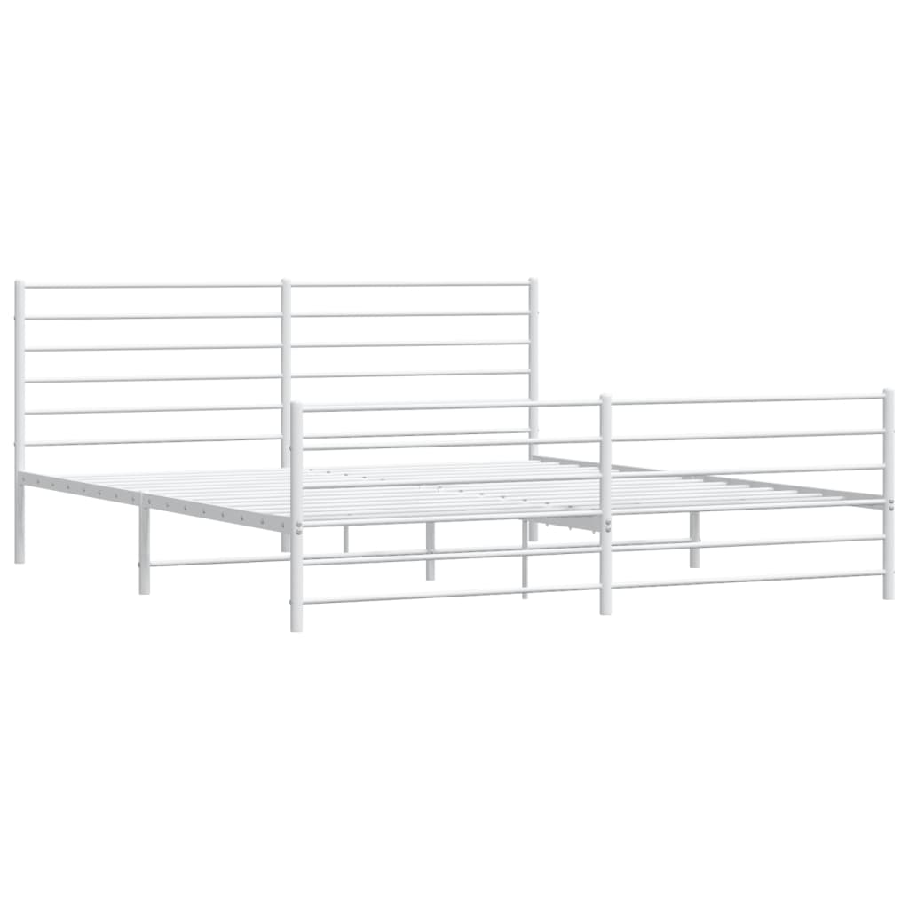 Giroletto con Testiera e Pediera Metallo Bianco 200x200 cm | homemem39