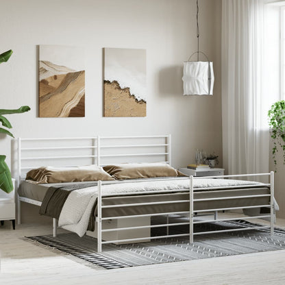 Giroletto con Testiera e Pediera Metallo Bianco 200x200 cm